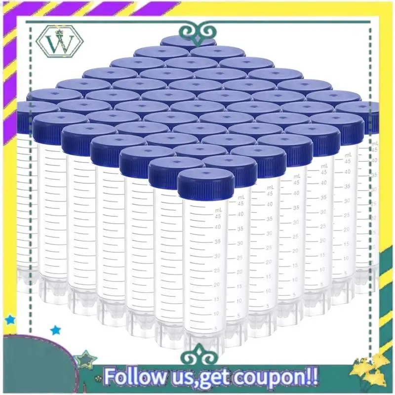 NUEVOS 150 tubos de centrífuga verticales, tubos de ensayo de plástico de 50 ml con tapas de rosca a prueba de fugas, contenedor de polipropileno fácil de usar - imagen 3