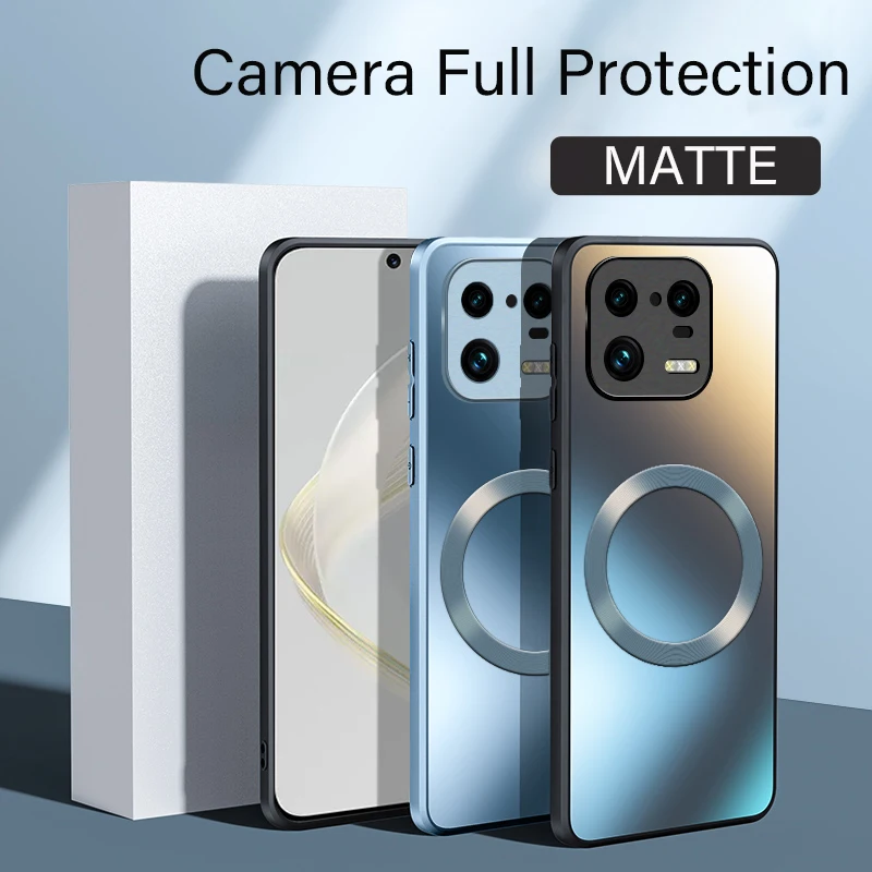 Funda rígida de silicona mate AG para Xiaomi Mi 14 13 13T 12 12T 11 Poco F3 F4 F5 Pro, funda de carga inalámbrica magnética para teléfono esmerilado - imagen 3