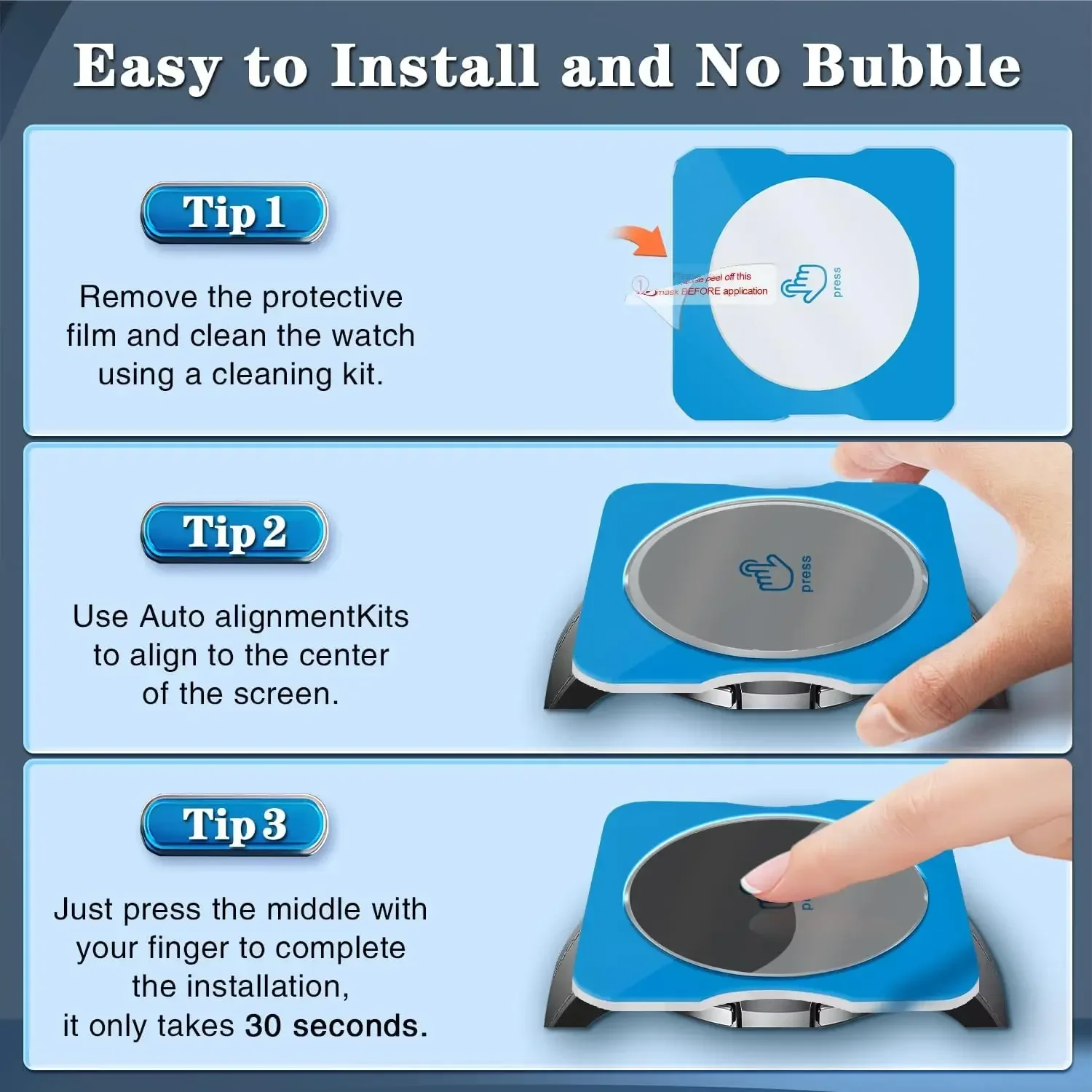 1/3/5 Uds protectores de pantalla de vidrio templado para Samsung Galaxy Watch 7 6 5 4 44mm 40mm dureza 9H películas para relojes de fácil instalación - imagen 5