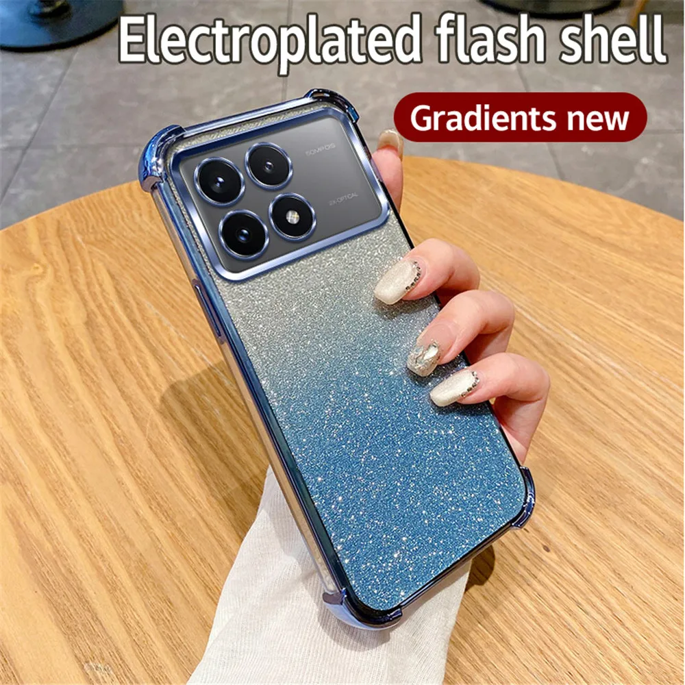 Funda de teléfono transparente a prueba de golpes, cubierta de silicona suave con purpurina para Xiaomi Mi Poco M6 Pro 4G X5 X3 X6 Pro X3 NFC C65 13T 12T Pro - imagen 5