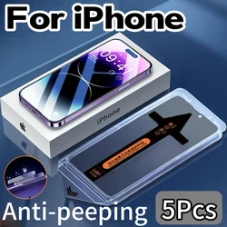 Protector de pantalla antiespía para iPhone 17 16e 16 15 14 13 12 11 XR XS Pro Max Plus, vidrio templado con Kit de fácil instalación, 5 uds.