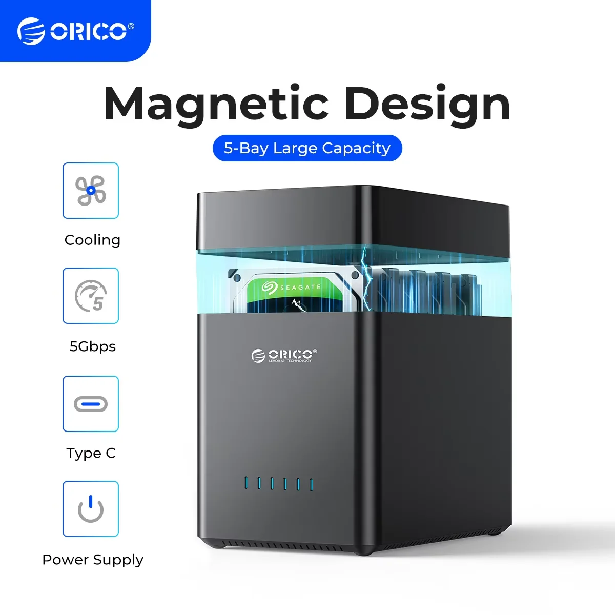 ORICO DS Series Dock USB-C – Caja Disco Duro SATA 3,5 Pulgadas