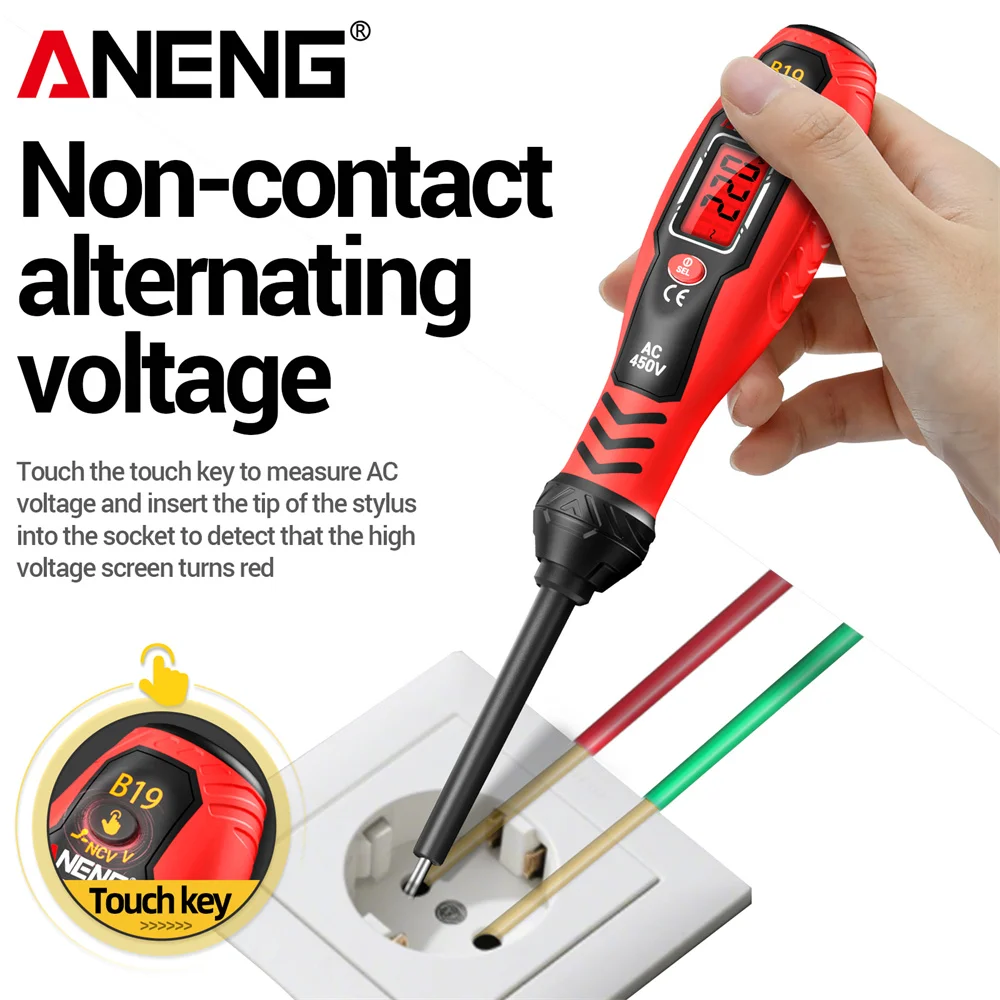 ANENG B19 Pro pluma probadora de voltaje inteligente AC 30-1000V NCV Detector Digital, buscador de punto de interrupción con pantalla LED para herramienta de electricista - imagen 4
