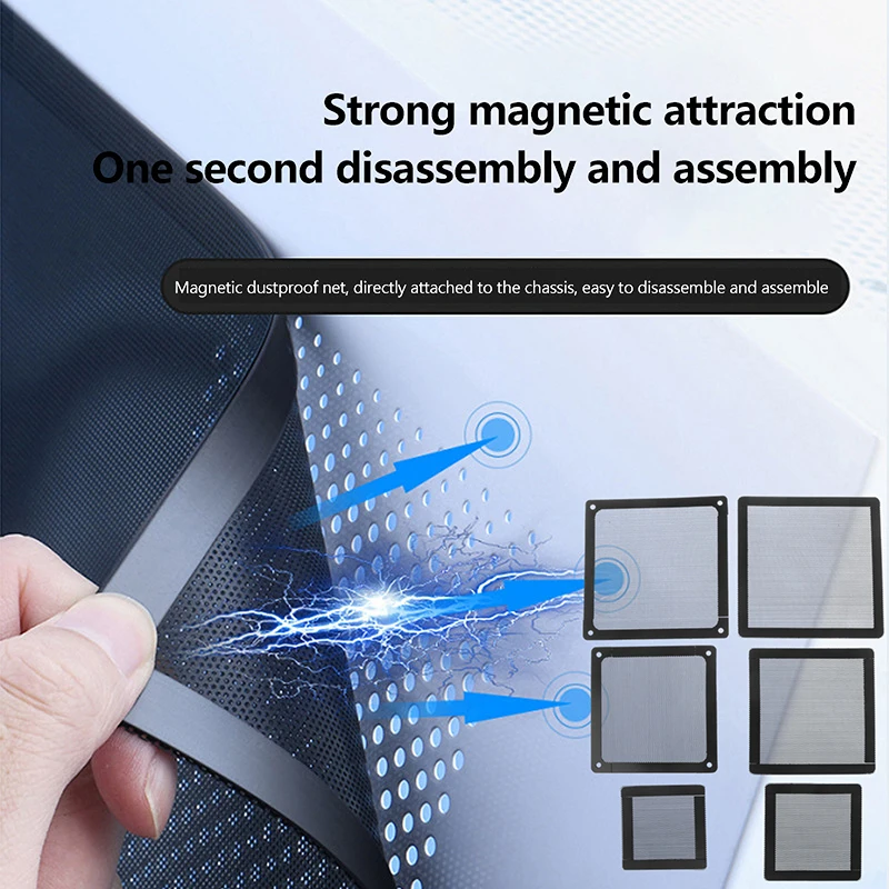 Ventilador de refrigeración para chasis de PC, cubierta de malla a prueba de polvo, Imán con agujero, 80mm, 90mm, 120mm, 140mm - imagen 4