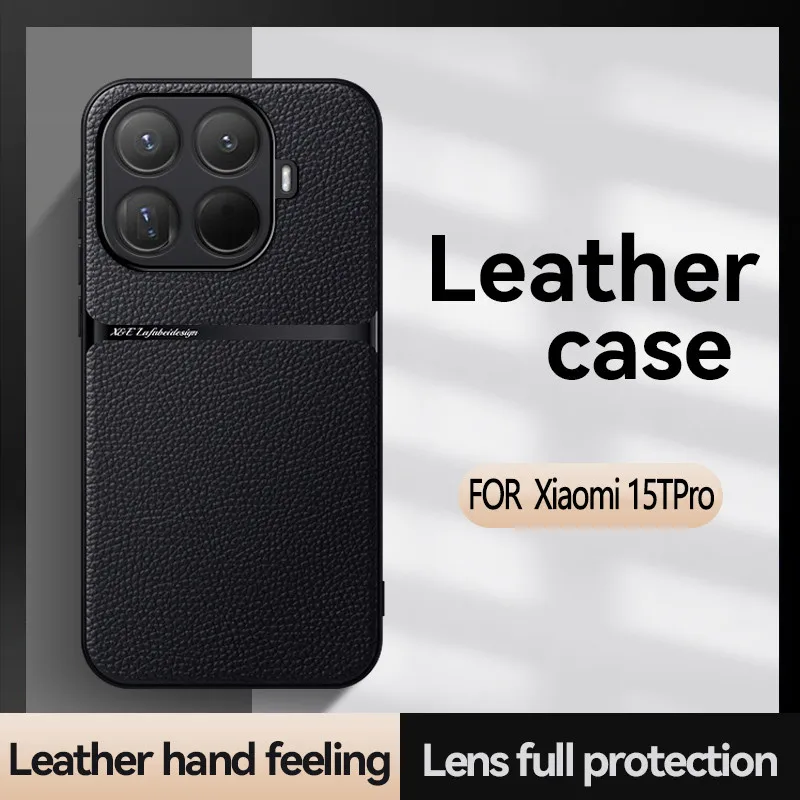 Para Xiaomi 15T, 15T Pro Funda magnética ELVEV Funda de teléfono con succión de borde de TPU suave de cuero PU suave a prueba de golpes - imagen 3