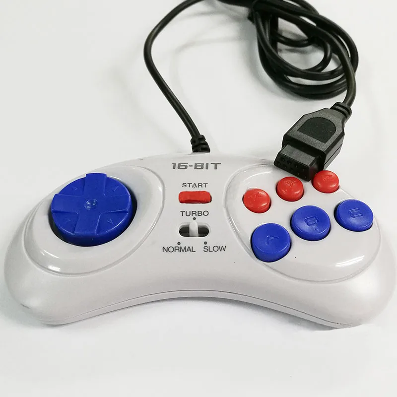 Manette de juegos con cable de 9 pines, blanco y negro, para consola de juegos Sega MegaDrive, controlador de 16 bits para Genesis MD, mango de mando, soporte Turbo - imagen 5