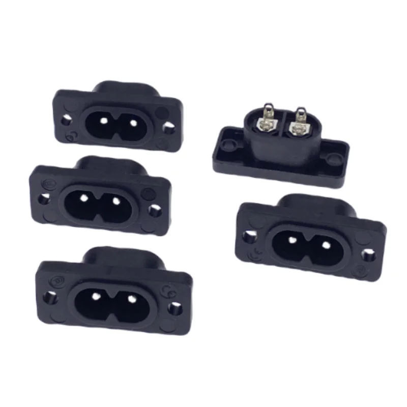Fengyidz nuevo superventas AC250V 2.5A 5 uds 2Pin IEC 320 C8 enchufe de entrada de montaje de tornillo - imagen 2