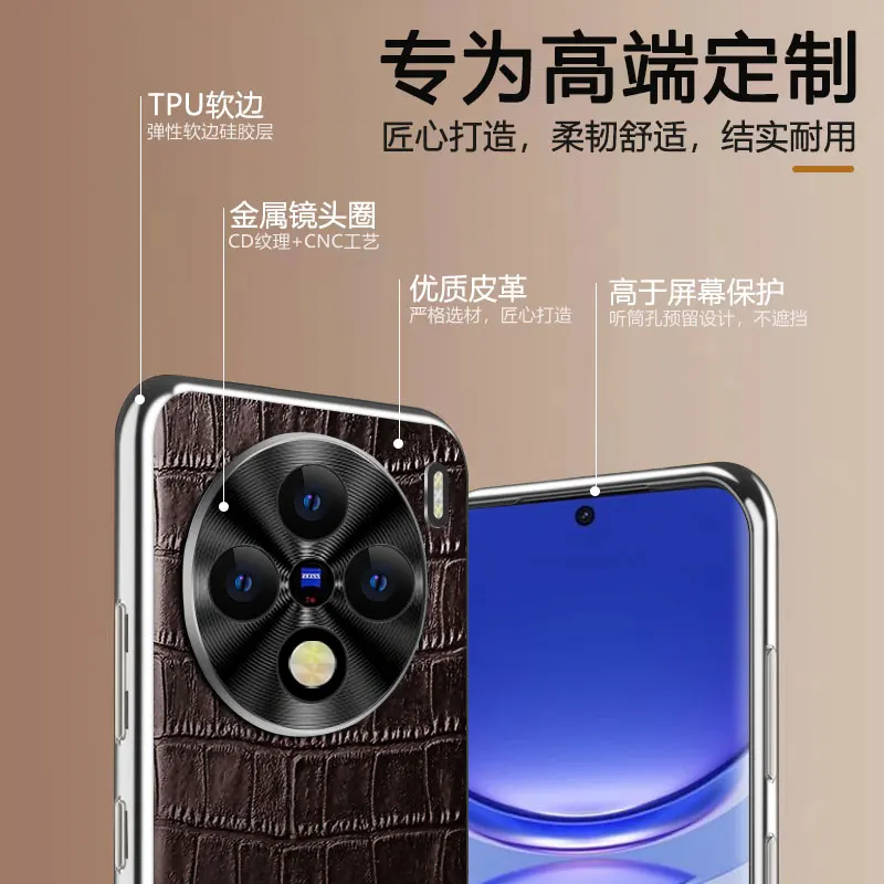 Funda para VIVO X100 X100S Pro Ultra protección de lente patrón de cocodrilo cubierta galvanizada para VIVO X100 Pro X100S parachoques - imagen 3