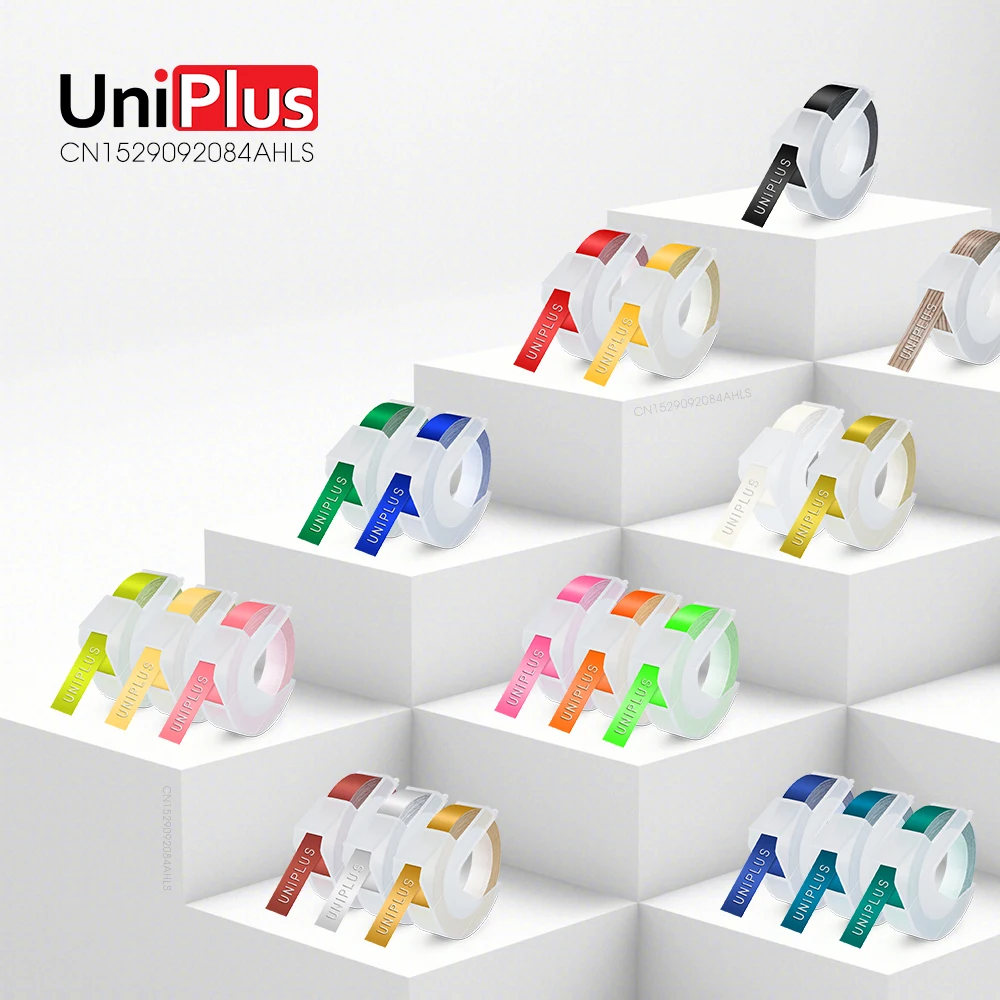 1PK etiqueta adhesiva en relieve 3D Compatible con impresora de etiquetas Dymo 12965 1610 Motex E101 B90 cinta de etiquetas de plástico para máquina de escribir Manual - imagen 2