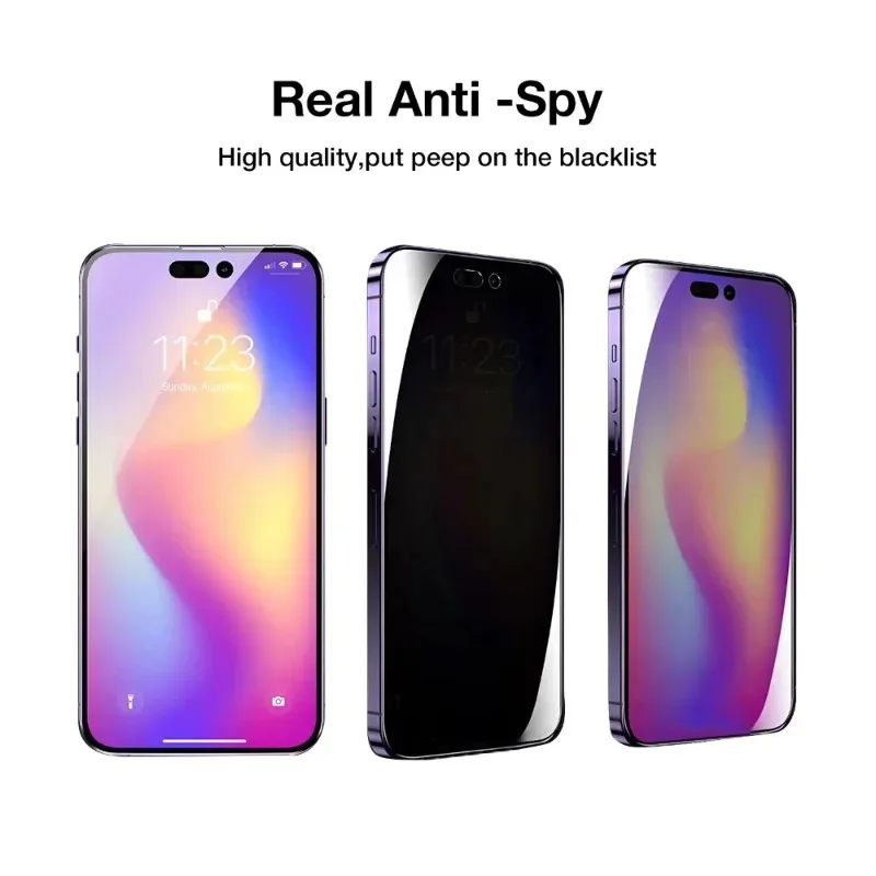 Protector de pantalla de vidrio templado 9H antiespía para IPhone, 14 Pro Max, 13, 12 Mini, 11 Pro, 15, 7, 8Plus, X, XR, XS Max, 2 unidades - imagen 2