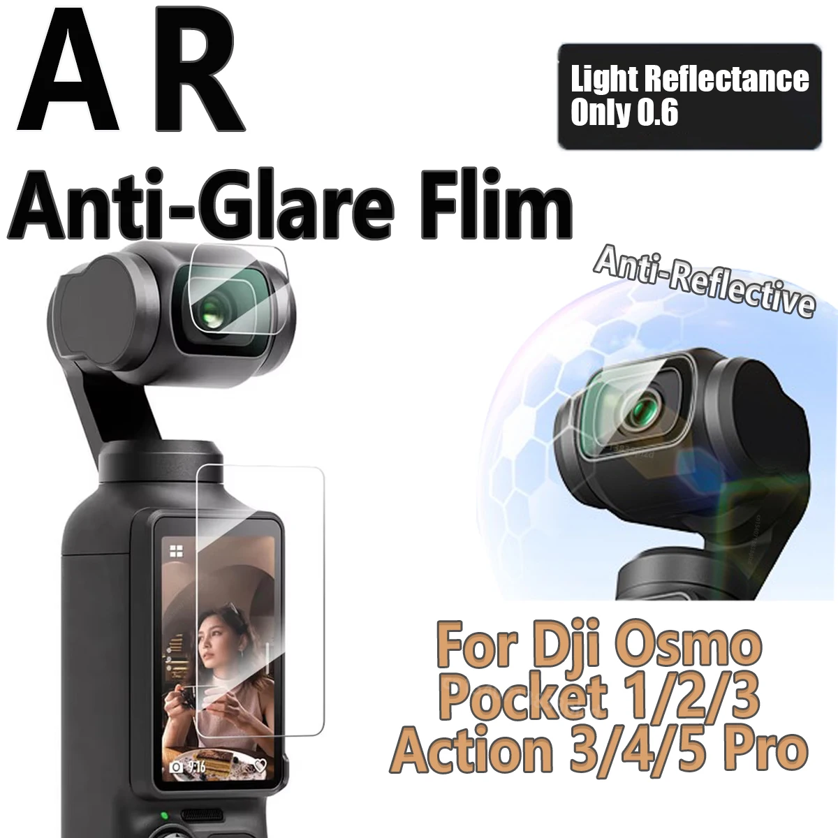 Revestimiento antirreflectante para DJI Osmo Pocket 1 2 3 Action 3 4 5 Pro Protector de pantalla lente frontal trasera AR película accesorios de cámara - imagen 2