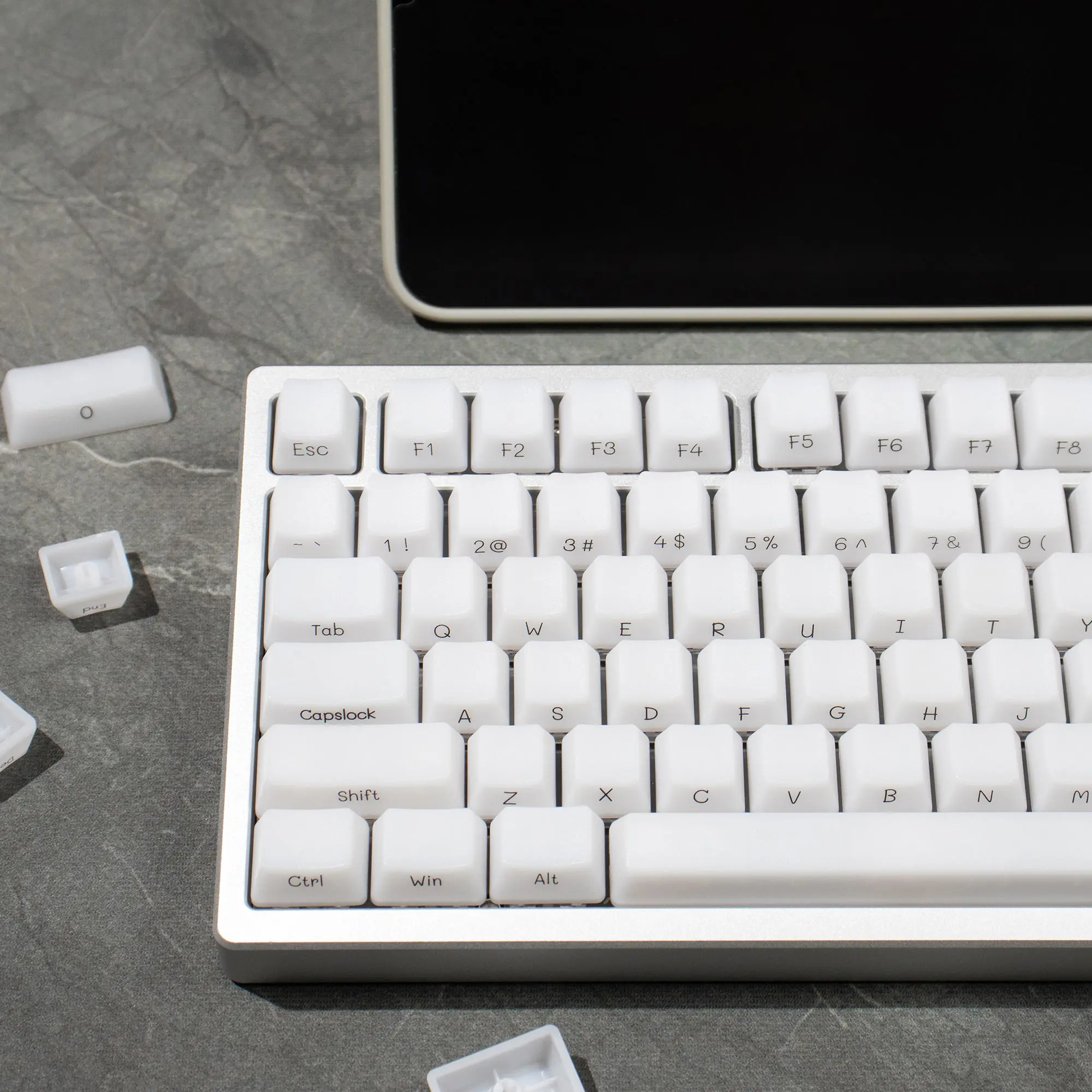 OEM-Juego de teclas blancas translúcidas para teclado mecánico, interruptores Cherry Mx, 130, 60%, 65%, 75% - imagen 3