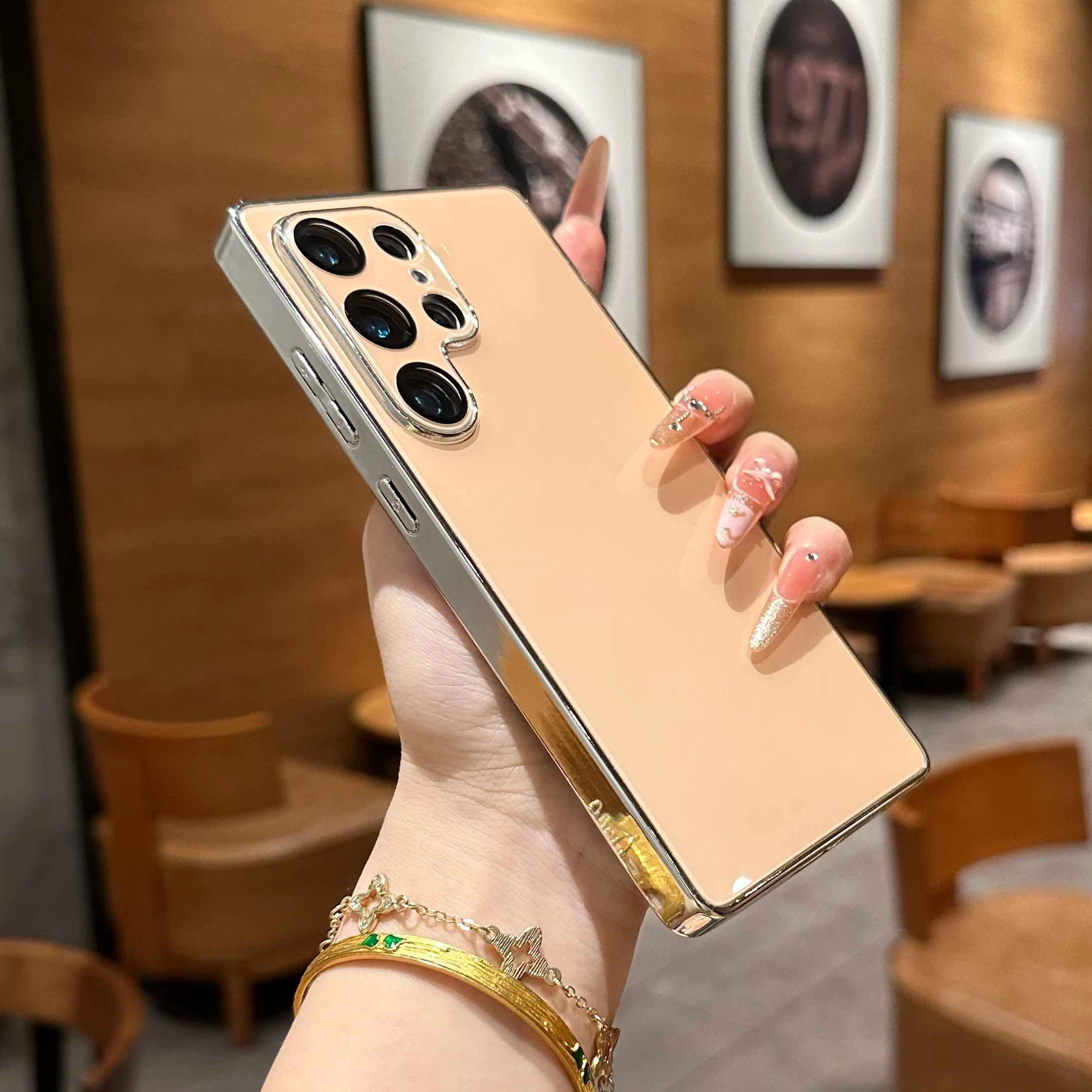 Funda de parachoques con marco de galvanoplastia de lujo para Samsung Galaxy S25 S24 S23 S22 película de lente Ultra brillante cubierta trasera dura a prueba de golpes - imagen 2