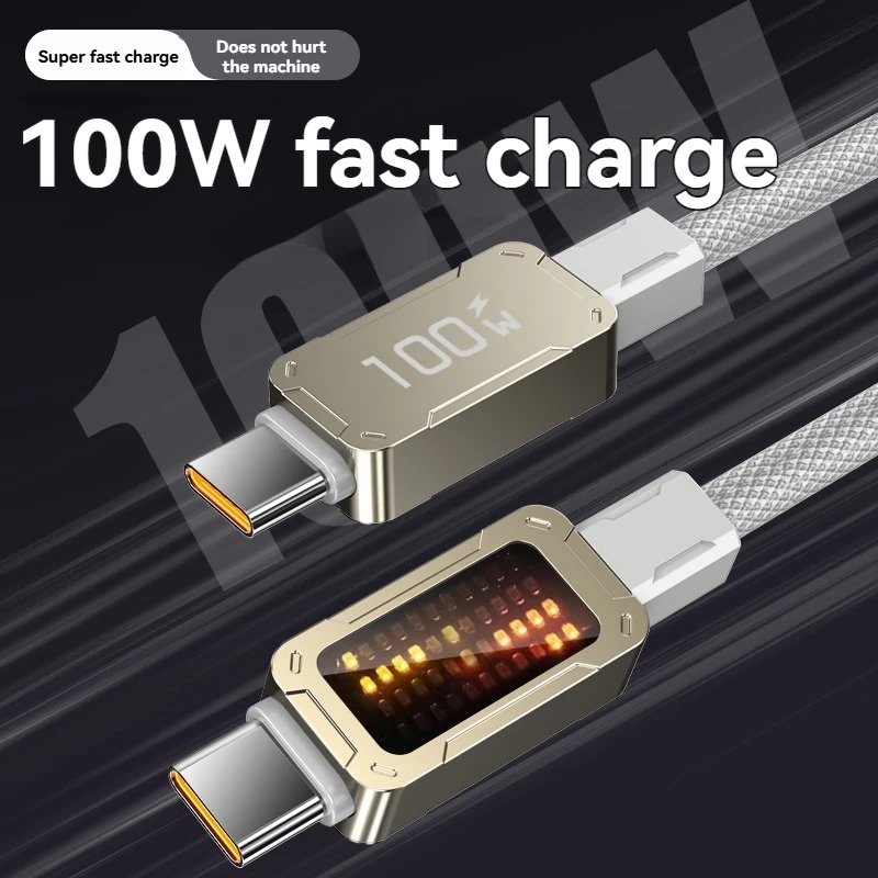 Nuevo Cable de carga rápida tipo C a C con pantalla Digital LED de 100W para Samsung Xiaomi Redmi Huawei Cable de datos de carga rápida USB C - imagen 4