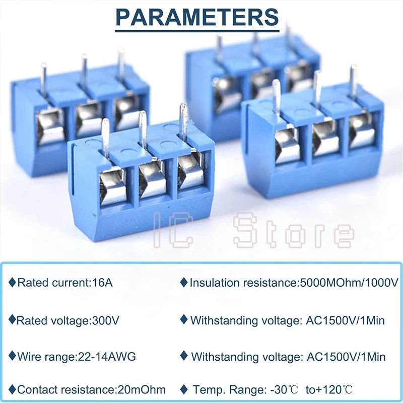 1000 Uds KF301 KF350 KF126 2P 3P 5mm/3,5mm/2PIN 3PIN Terminal conector de Terminal de tornillo conector de empalme azul verde - imagen 3