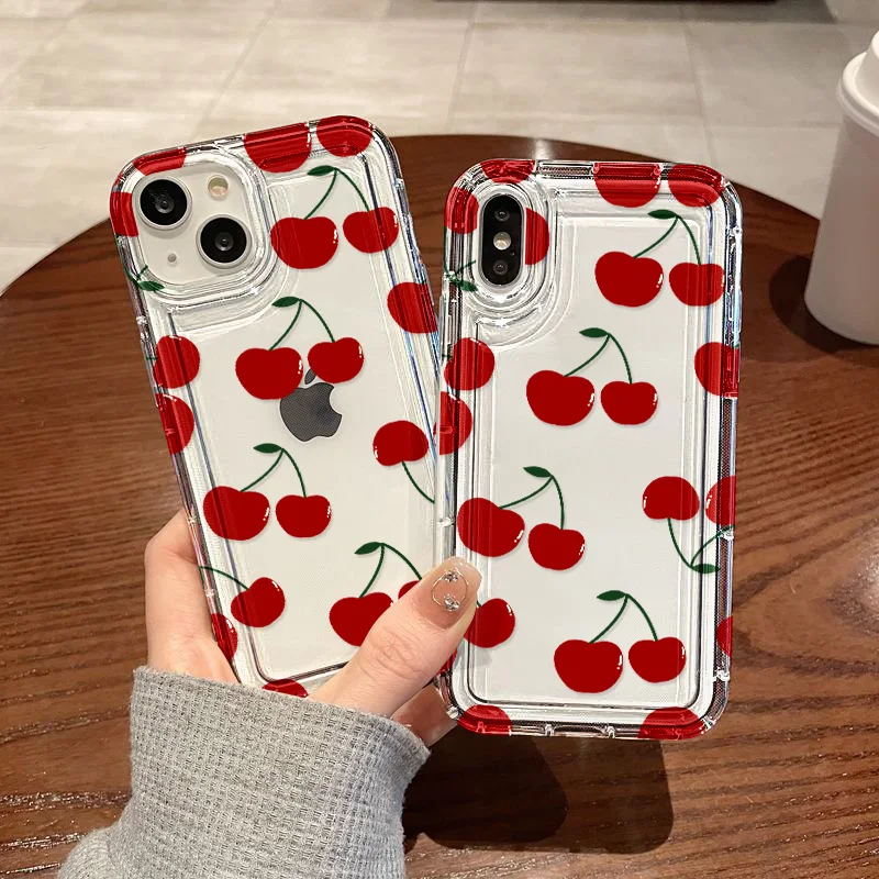 Funda de teléfono transparente para iPhone 15 Pro Max 11 13 14 12 XR X XS 7 8 Plus 15promax 13promax 6 SE 2020 Funda de silicona cereza - imagen 2