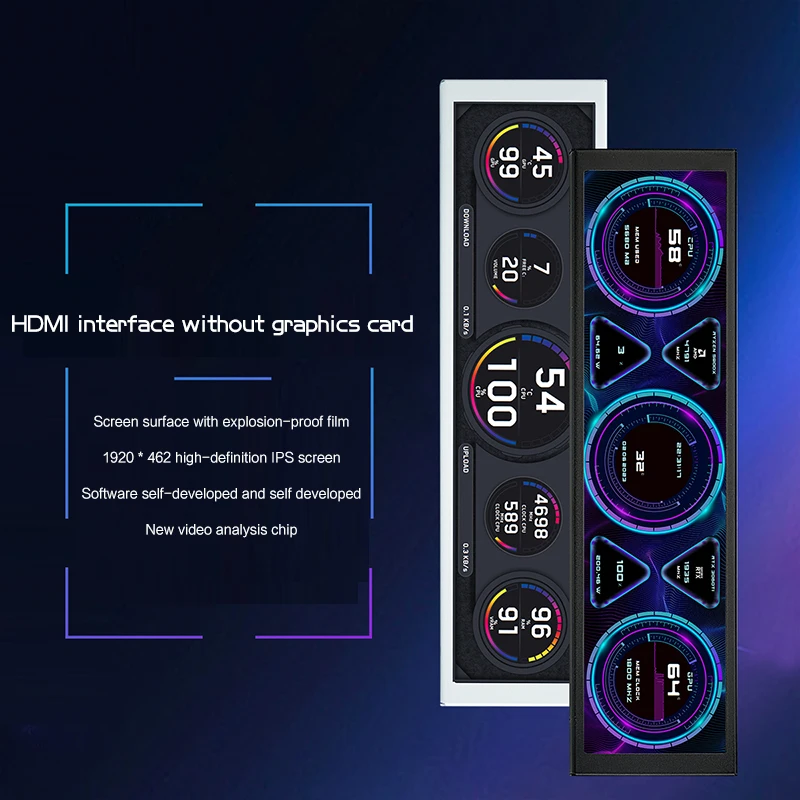 Pantalla secundaria USB de 9,2 pulgadas para chasis de computadora pantalla LCD 1920*462 un USB conectado CPU RAM GPU HDD Monitor meteorológico - imagen 5