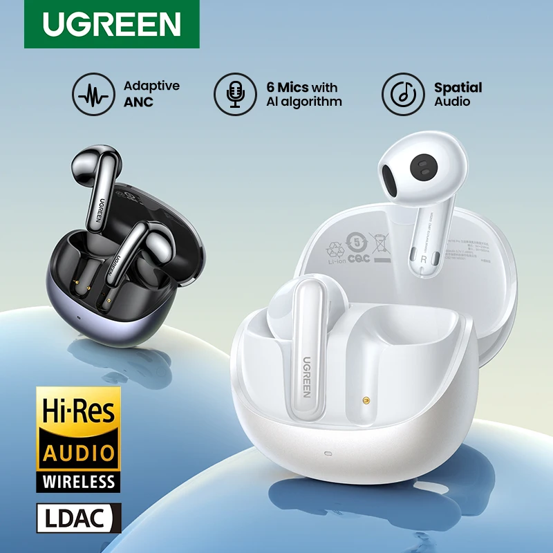 UGREEN-auriculares inalámbricos H6 Pro con Bluetooth, dispositivo de Audio, con cancelación activa de ruido, adaptable, LDAC, hi-res