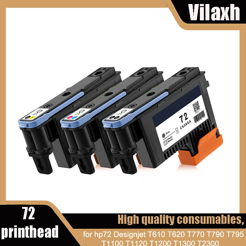Vilaxh 72 cabezal de impresión C9380A C9383A C9384A compatible con hp72 Designjet T610 T620 T770 T790 T795 T1100 T1120 T1200 T1300 T2300