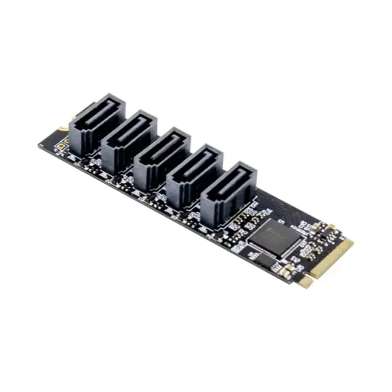 Tarjeta adicional Sata M.2 a 5 puertos NGFF, adaptador de conversión de 6Gbps, M2 Key M SATA3.0, Chip de tarjeta elevadora de expansión JMicron JMB585 - imagen 3