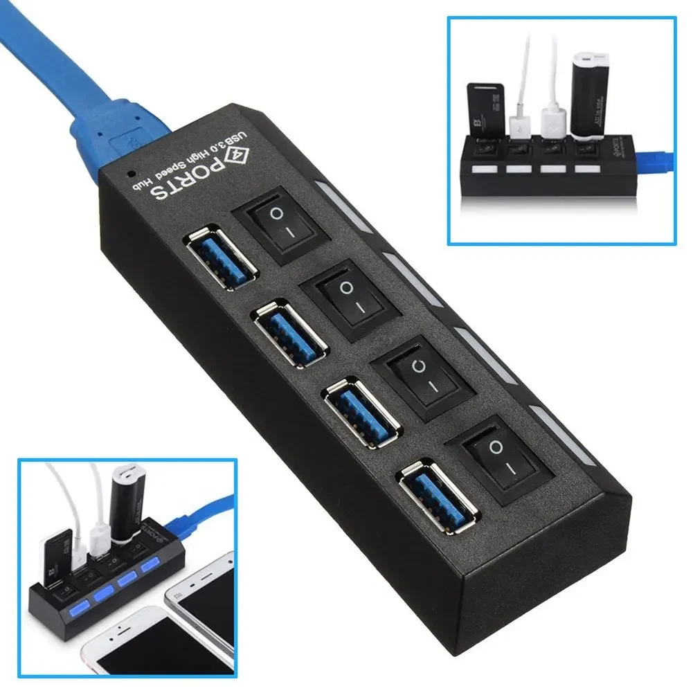 Nworld Multi puertos USB HUB 3,0 4/7 puertos interruptores adaptador de corriente accesorios de computadora divisor USB 5Gbps accesorios de PC - imagen 3