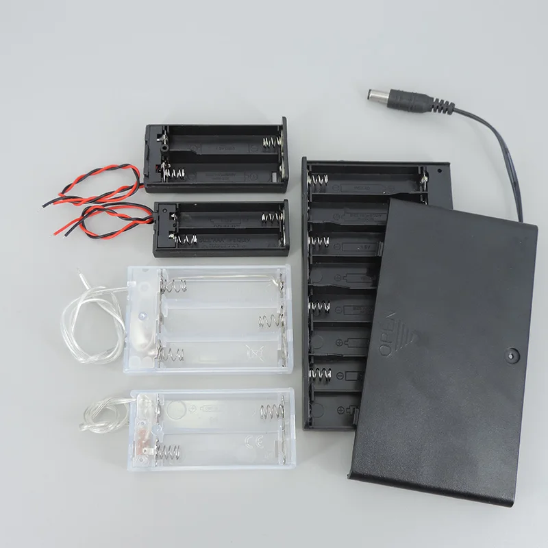 Batería AA transparente negra 2xAA 3xAA 4XAA 8AA caja de almacenamiento de energía cables de soporte para herramientas de reparación diy - imagen 2