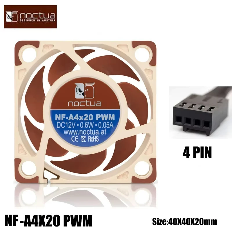 Noctua NF-A4x20 ventilador con cubierta de computadora 4CM 4Pin ventilador PWM 40x40x20mm Control de temperatura inteligente silencioso ventilador Ultra pequeño