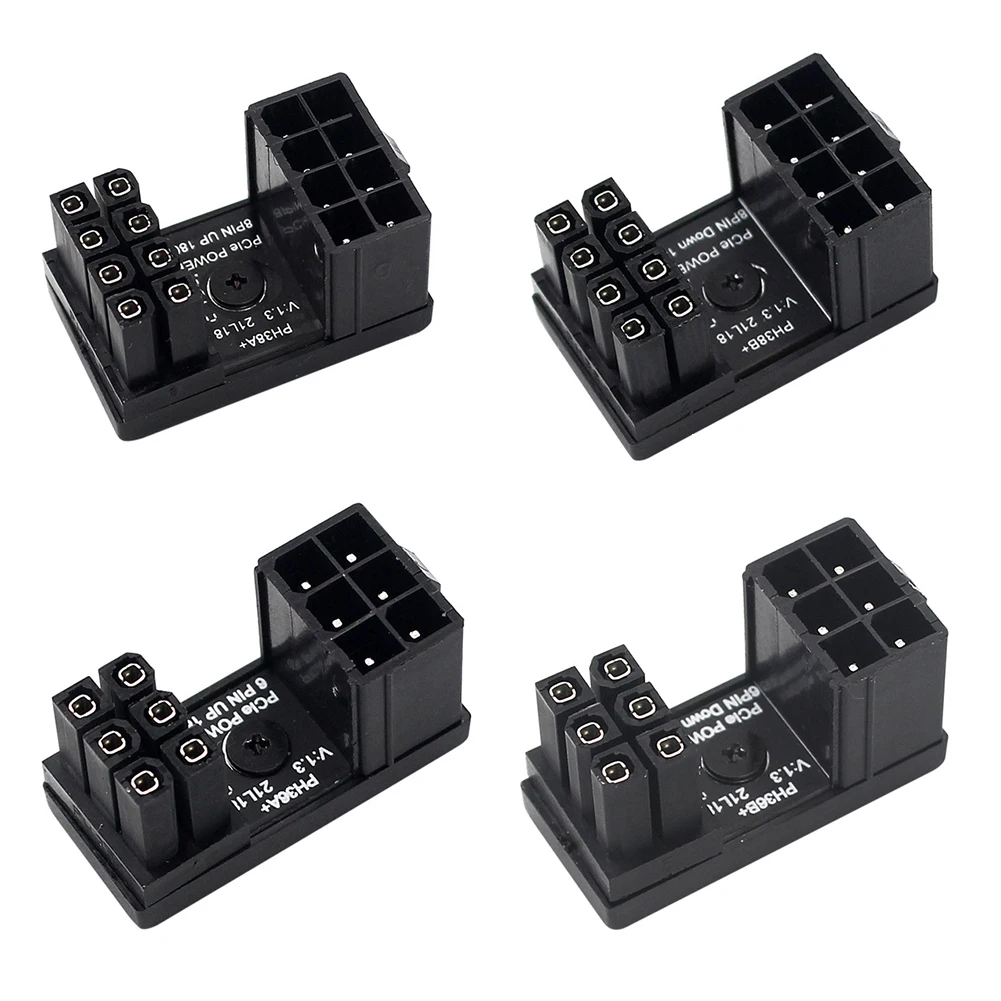 Conector de giro de 8 pines, placa adaptadora de corriente de 6 pines, GPU, ángulo de 180 grados para tarjeta gráfica de escritorio - imagen 3
