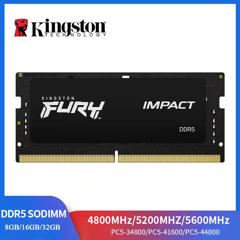 Kingston FURY Impact DDR5 RAM 32 16 8GB 5600MHz 4800 5200MHz Memoria SODIMM 260Pin SODIMM PC5-34800 41600 44800 DDR5 Notebook RAM