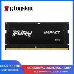 Kingston FURY Impact DDR5 RAM 32 16 8GB 5600MHz 4800 5200MHz Memoria SODIMM 260Pin SODIMM PC5-34800 41600 44800 DDR5 Notebook RAM