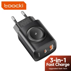 Toocki Cargador GaN 3 en 1 USB-C Carga Rápida Magnética iPhone Watch