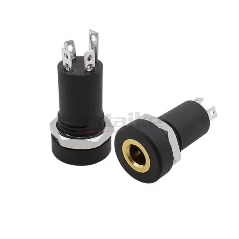 Enchufe de Audio de 3 polos, 10 piezas, 3 pines, 4 pines, 3,5 MM, montaje en Panel de soldadura estéreo negro, dorado con tuercas PJ392A, reproductor MP3 y MP4 - imagen 3