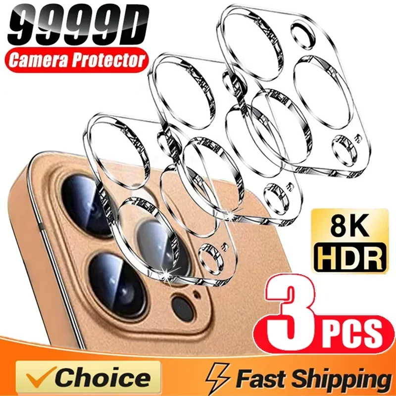 3 uds Protector de lente de cámara de vidrio para iPhone 15 14 13 11 12 16 Pro Max película protectora de vidrio de cámara para IPhone 13 Mini 15 16 Plus