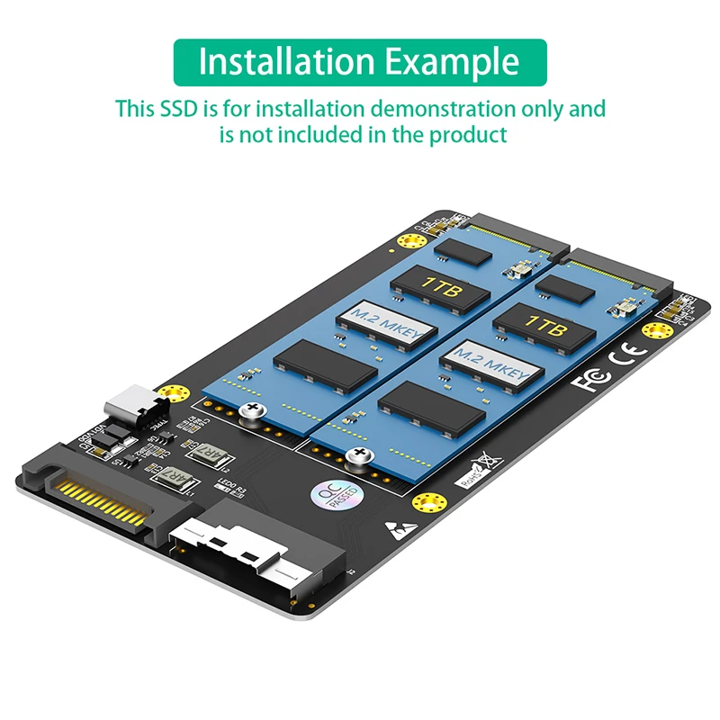 Soporte PCIe bifurcación Dual M.2 NVME M Key a SFF-8654 8i adaptador M2 SSD placa de tarjeta elevadora SATA tipo C placa base de fuente de alimentación - imagen 4