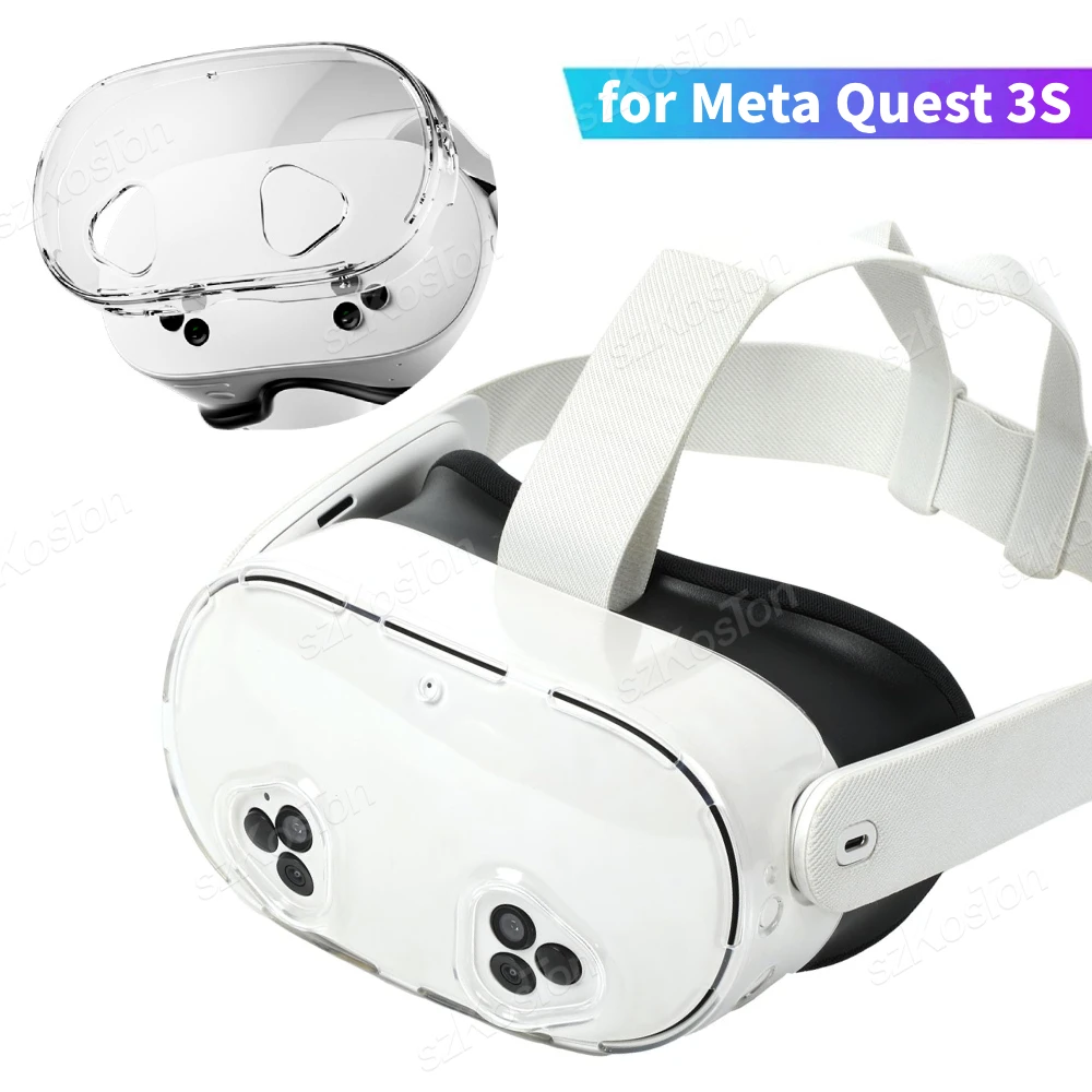 Funda protectora transparente para auriculares Meta Quest 3S VR, carcasa transparente antiarañazos a prueba de golpes para accesorios Meta Quest 3S