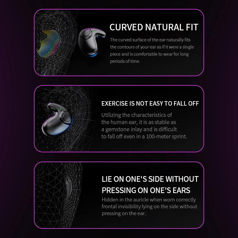 Auriculares inalámbricos Bluetooth 5,3 a prueba de agua, miniauriculares indoloros con cancelación de ruido, auriculares finos aptos para dormir/deportes - imagen 4