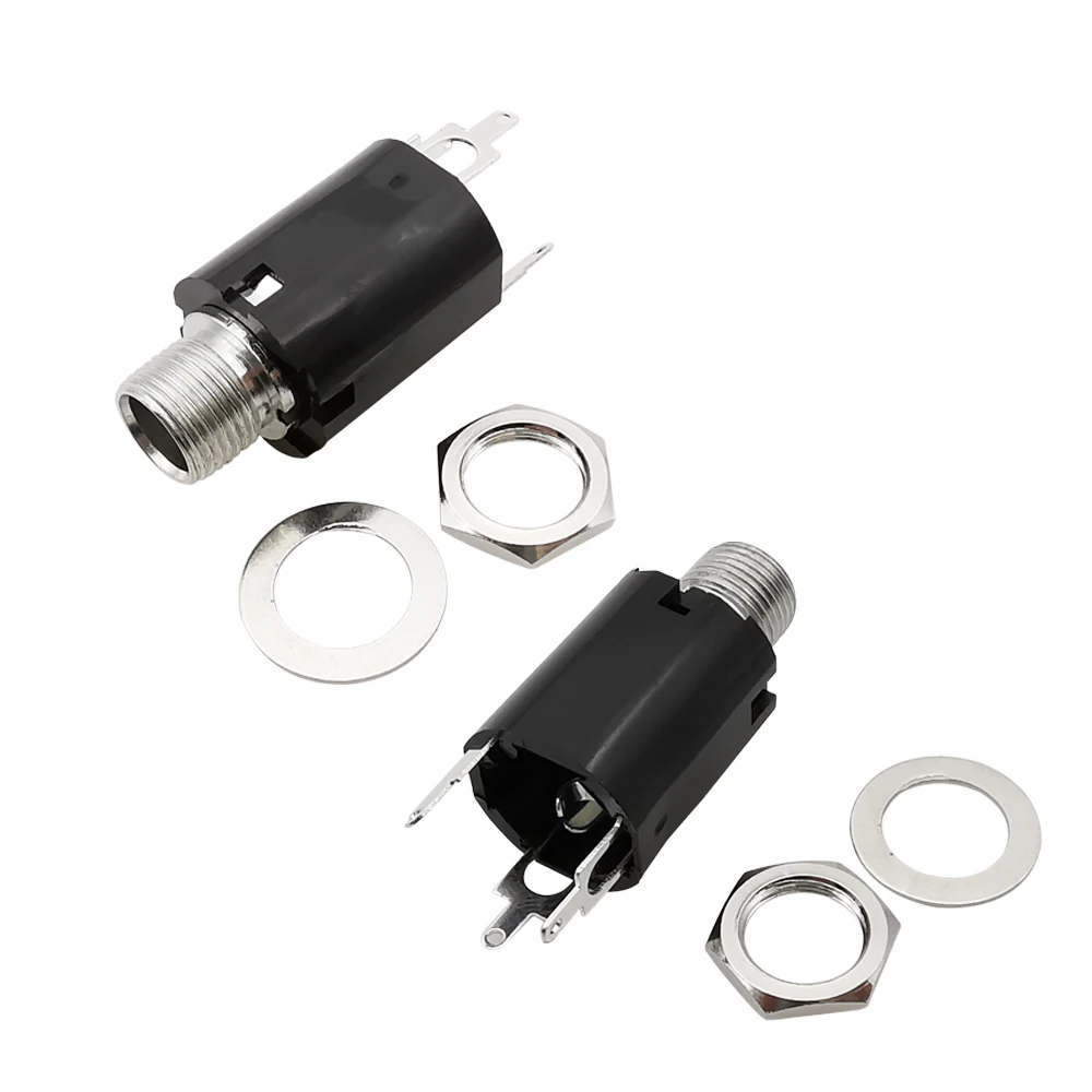 1/2/5/10 Uds Metal PJ617 6,35mm Adaptador convertidor de Audio PJ-617 3 pines 6,35 conector de toma de vídeo de doble canal con tuerca de tornillo - imagen 2