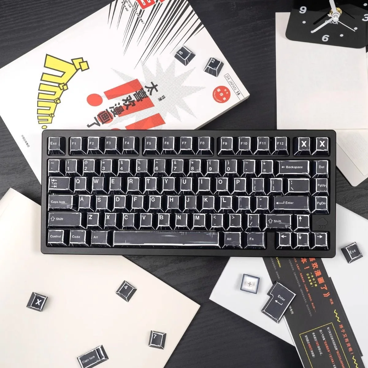 Juego de teclas con tema cómico de 136 teclas, tapa de teclado estilo Manga PBT, perfil de cereza, teclas para juegos, Teclado mecánico para juegos - imagen 3