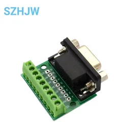 Adaptador de conector macho y hembra DB9, de 9 pines Terminal de tornillo, 9 orificios, placa de conversión RS232 RS485