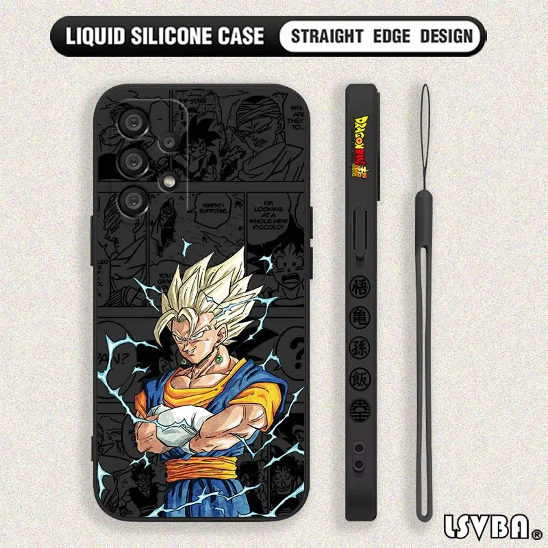 D-Dragon Ball Art Goku Saiyan funda para Samsung Galaxy A71 A55 A54 A53 A51 A16 A15 A06 5G funda de teléfono con cuerda izquierda líquida - imagen 3
