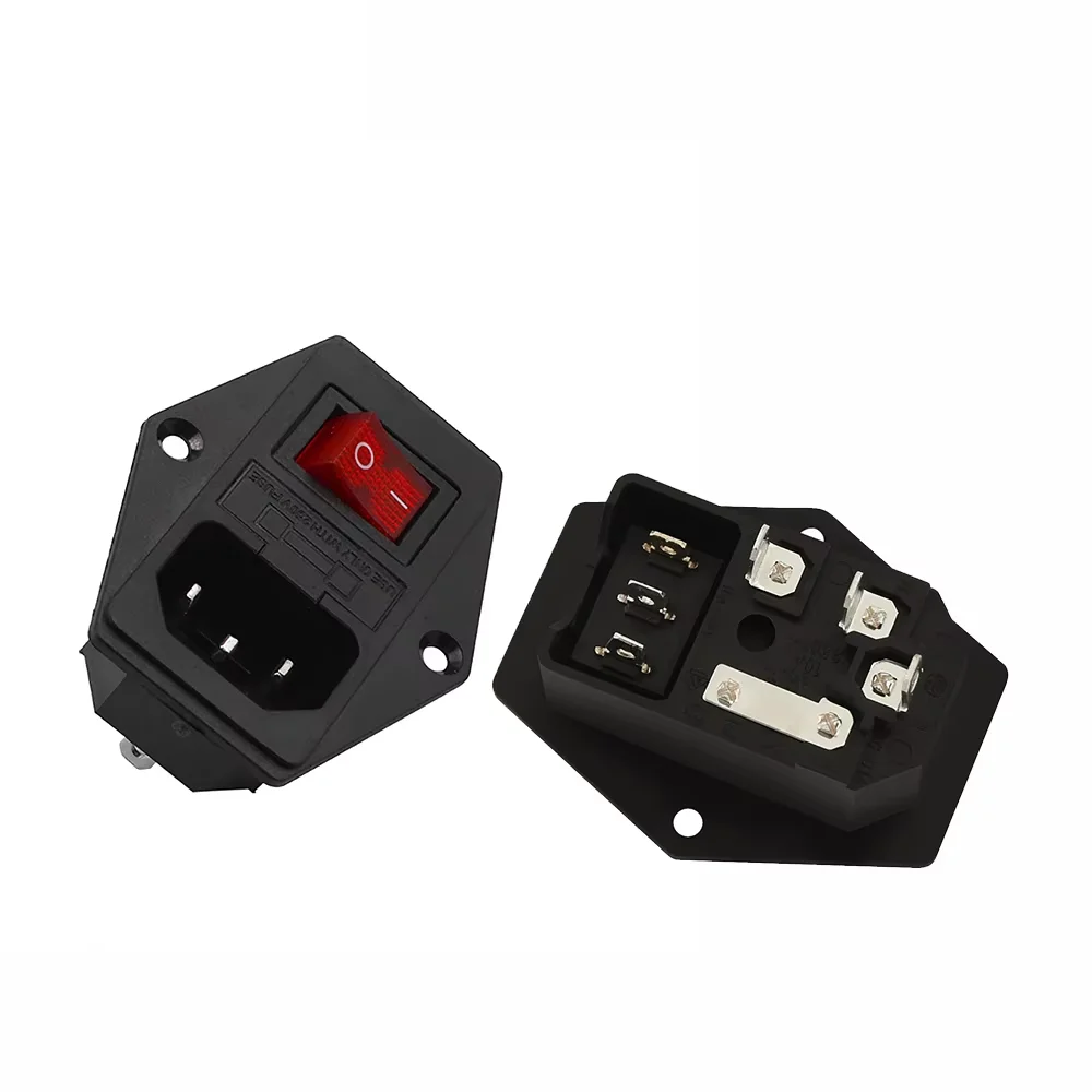 Piezas de impresora 3D, interruptor de fuente de alimentación de 220V, 110V, 6A, enchufe macho con fusible para toma de corriente de CA, Conector de enchufe de cableado, conmutador - imagen 3