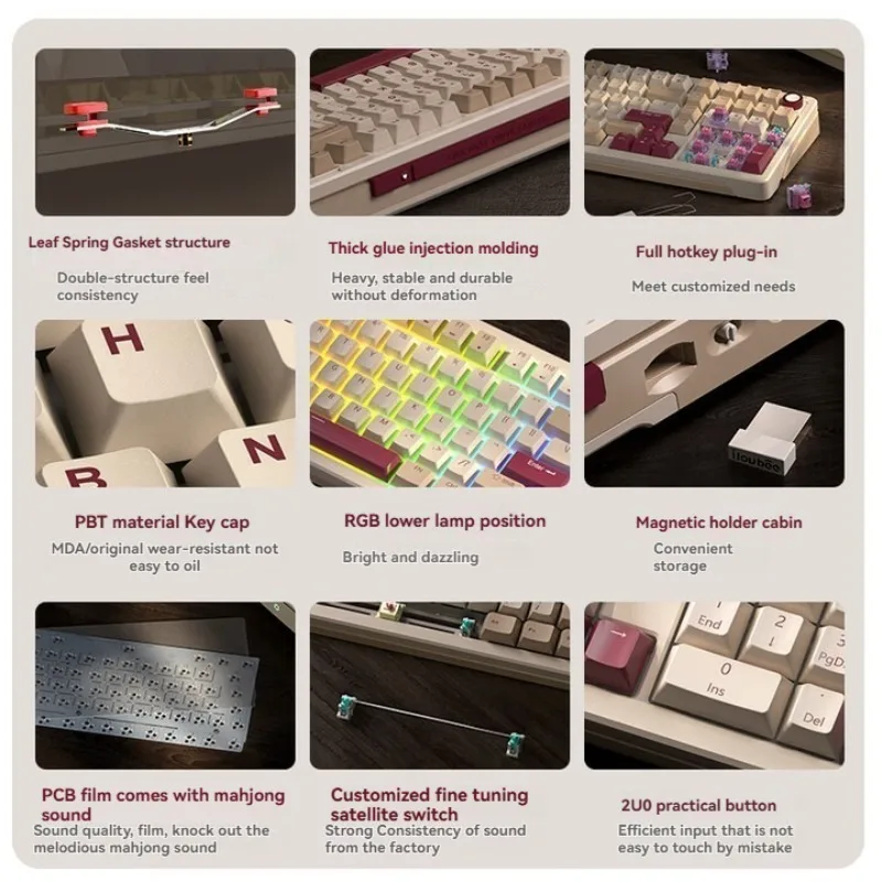 Teclado mecánico multimodo B98, teclado personalizado con Bluetooth 2,4G, inalámbrico RGB, junta de intercambio en caliente, teclados mecánicos para juegos y oficina - imagen 2