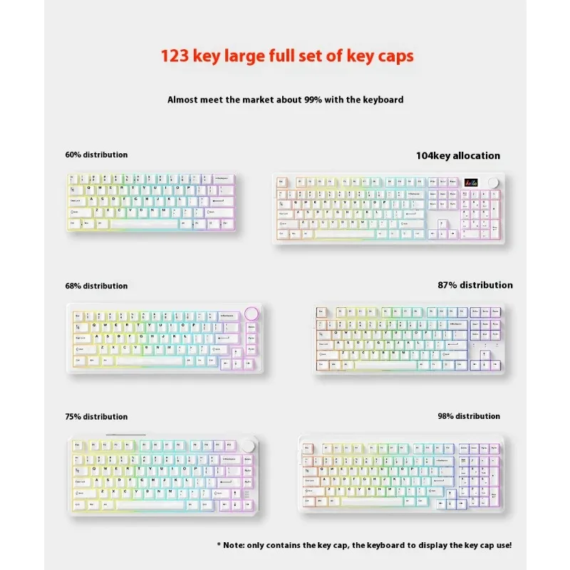 Teclas de cerámica DAREU, teclado mecánico de 123 teclas con superficie lisa y duradera, teclas de teclado para juegos personalizadas en forma de cereza - imagen 3