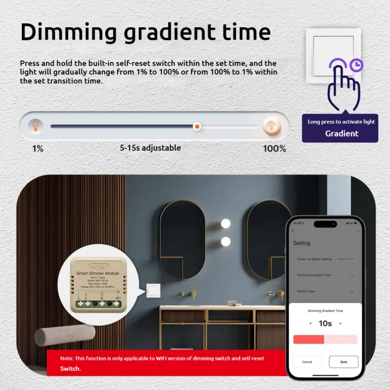 MINI interruptor atenuador inteligente Tuya WiFi, temporizador de aplicación y Control por voz, funciona con asistente de Alexa/Google, renovación de equipos antiguos DIY - imagen 3