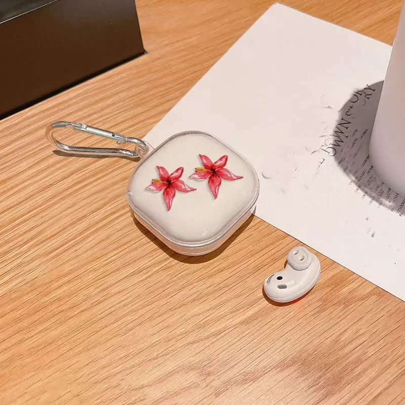 Funda transparente de flores para Samsung GalaxyBuds FE Buds2 Pro Buds Live Pro 2, funda de carga para Buds FE, funda dura transparente para PC - imagen 4