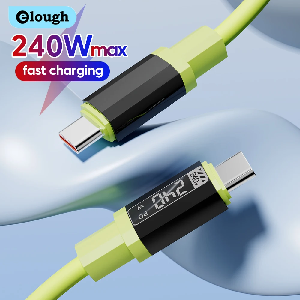 Elough Cable USB C a USB C de 240W Cable de carga rápida USB tipo C a tipo C para Samsung iPhone 15 16 Cable de datos para tableta