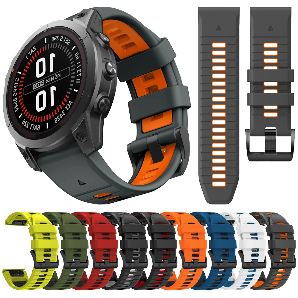 Correa de reloj de silicona suave de 22mm y 26mm para Garmin Fenix 7 7X Pro 6 6X 5 5X Plus, correa de apertura rápida para Fenix E 8/Epix Pro 47mm 51mm