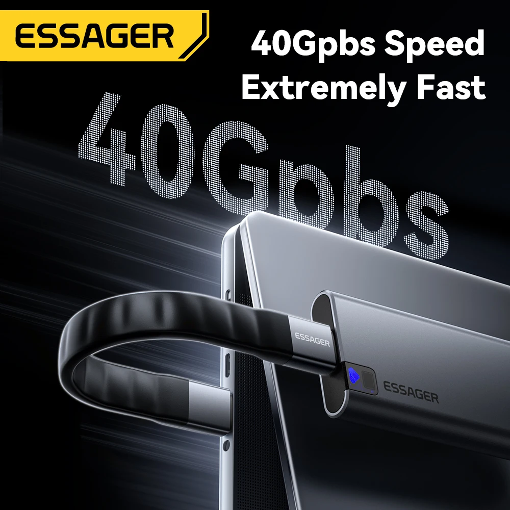Essager 240W tipo C a tipo C Cable USB4.0 40Gbps transferencia de datos PD3.1 Cable de carga rápida 8K @ 60Hz para iPhone Huawei MacBook Pro - imagen 3