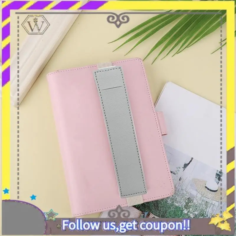 AU33-12 piezas desmontable diario portalápices estuche de bolígrafo de cuero PU gris y azul claro para diarios, libretas, carpetas, libros - imagen 2