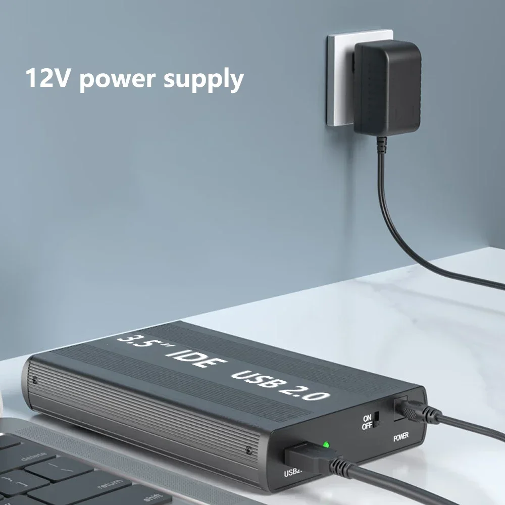 Caja de disco duro IDE para 3,5 2,5 pulgadas IDE HDD SSD USB a IDE HD caja de disco duro externo de Metal con fuente de alimentación - imagen 4